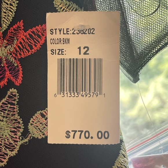 Teri Jon by Ricki Freeman Floral Embroidered A-Line Dress Size 12 - Picture 5 of 8